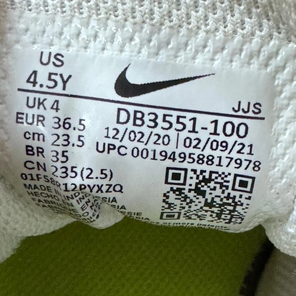 Nike (GS) Nike Crater Impact 'Summit White Grey Fog' DB3551-100 Kids Size‎ 4.5 Y